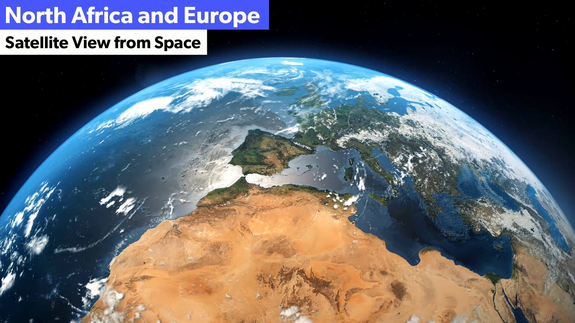 North Africa and Europe Satellite View from Space